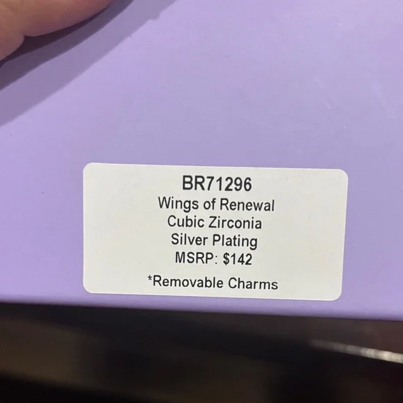 Wings of Renewal Charm Bracelet with Pink and Blue Accents on Silver - Picture 2 of 2